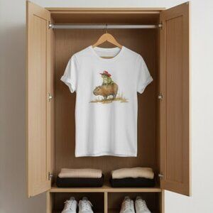 Capybara & Frog Cowboy Western Meme Graphic T-Shirt Unisex Funny Retro Tee